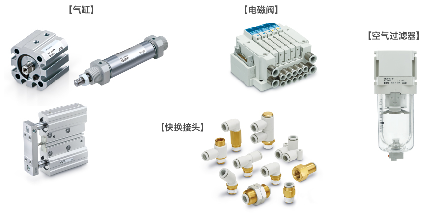 氣缸、電磁閥、快換接頭、空氣過(guò)濾器