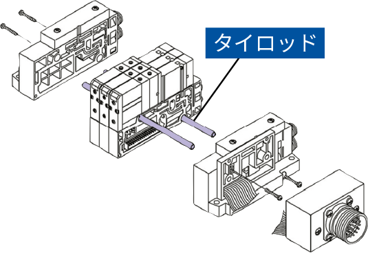 タイロッドタイプマニホールドをタイロッドおよび接合金具により連結(jié)。マニホールドのねじれに強い。